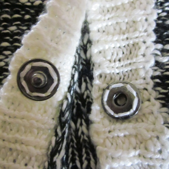 Mystree Sweater S/M Black/White Marled Cardigan - Picture 4 of 7
